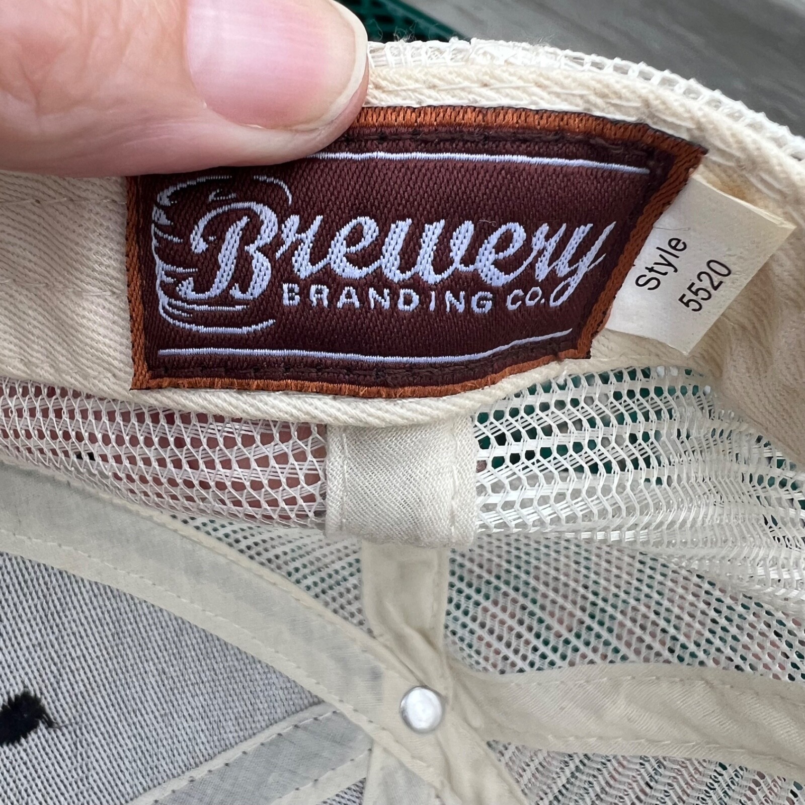 Buckle Down in Gold Script on Black Trucker Hat Cap w White Snapback Brewery EUC