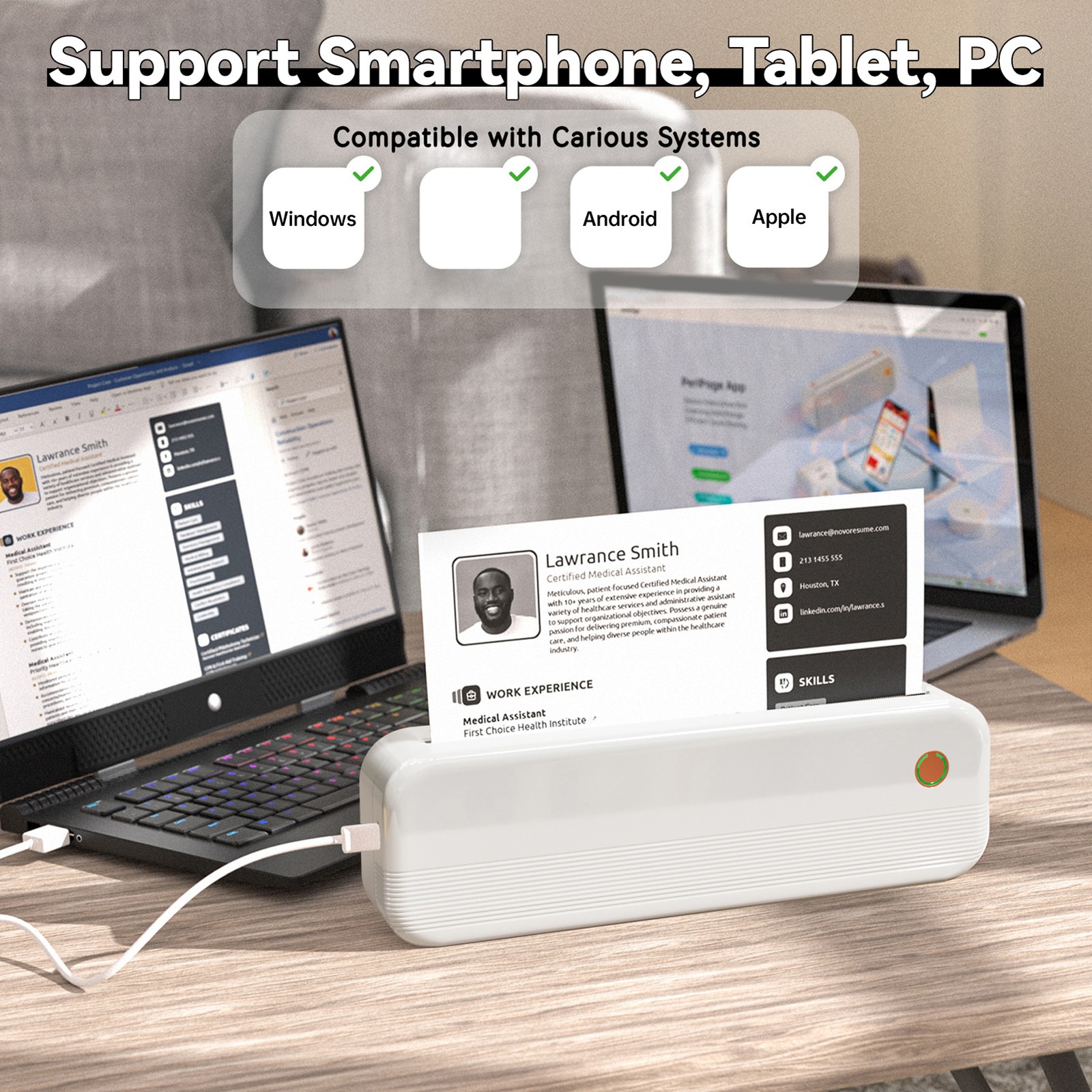 P40 A4 Wireless Label Printer Thermal Printer Portable Multiple Printing Sizes