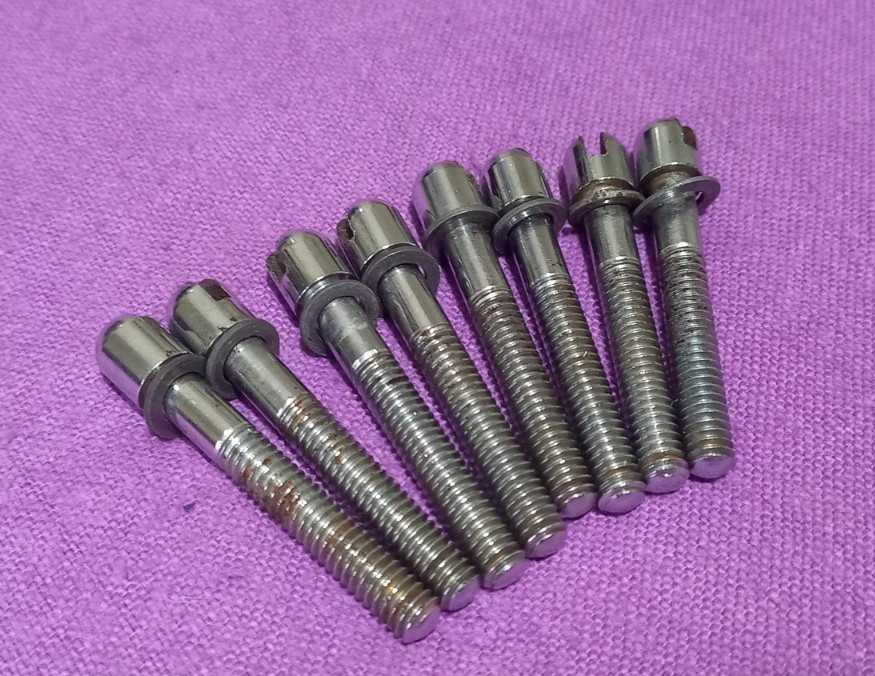 8 x Vintage Premier  Olympic SLOTTED  head tension rods UK MADE 70s APK vg