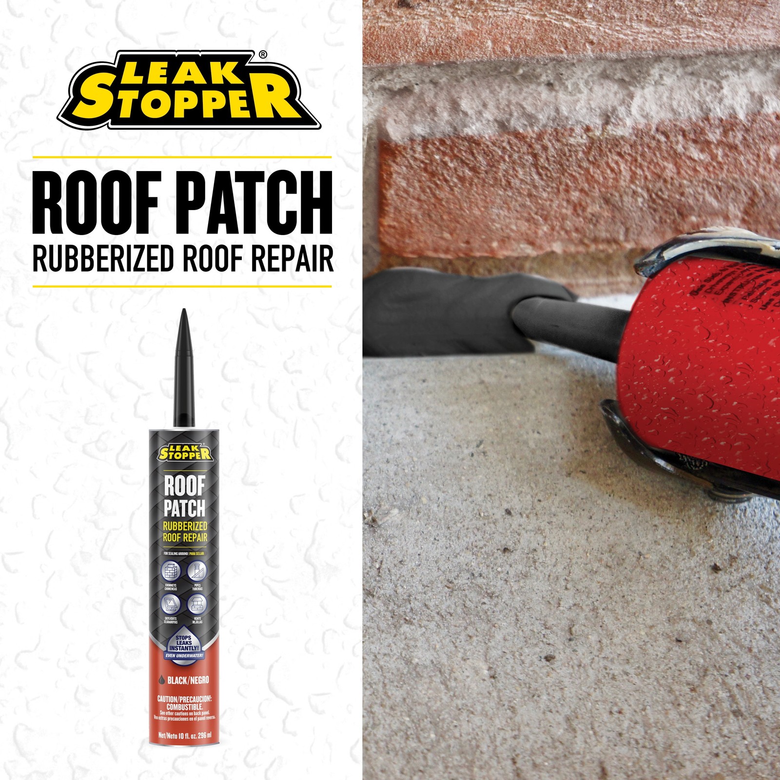 (2 pack) Leak Stopper Roof Patch, Black, 10 oz Tube