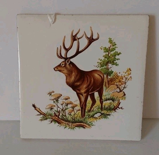 Vintage Deer Large Buck Tile 6 In X 6 In Made In England By Richard’s