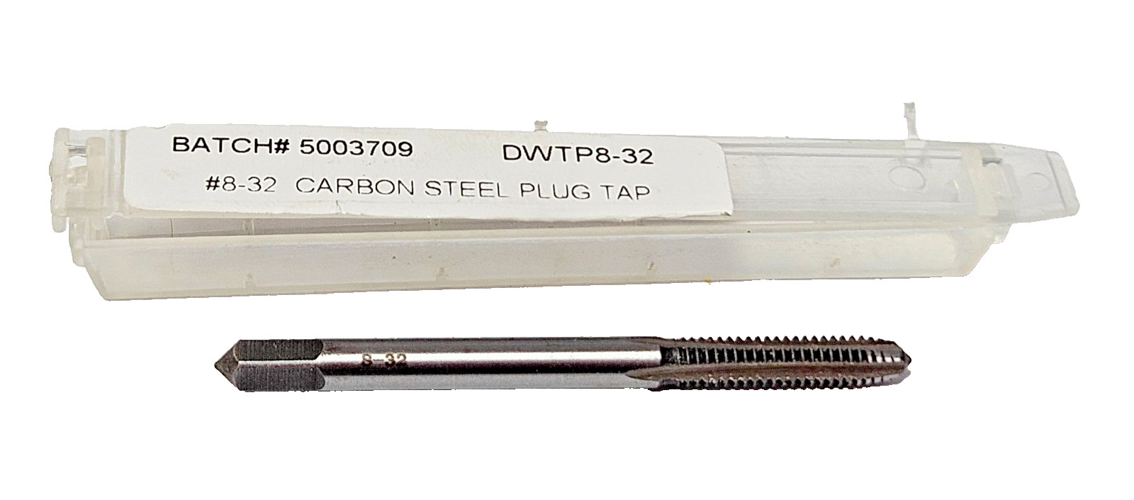 8-32 NC Plug Tap DWTP8-32 4FL Carbon Steel 8/32