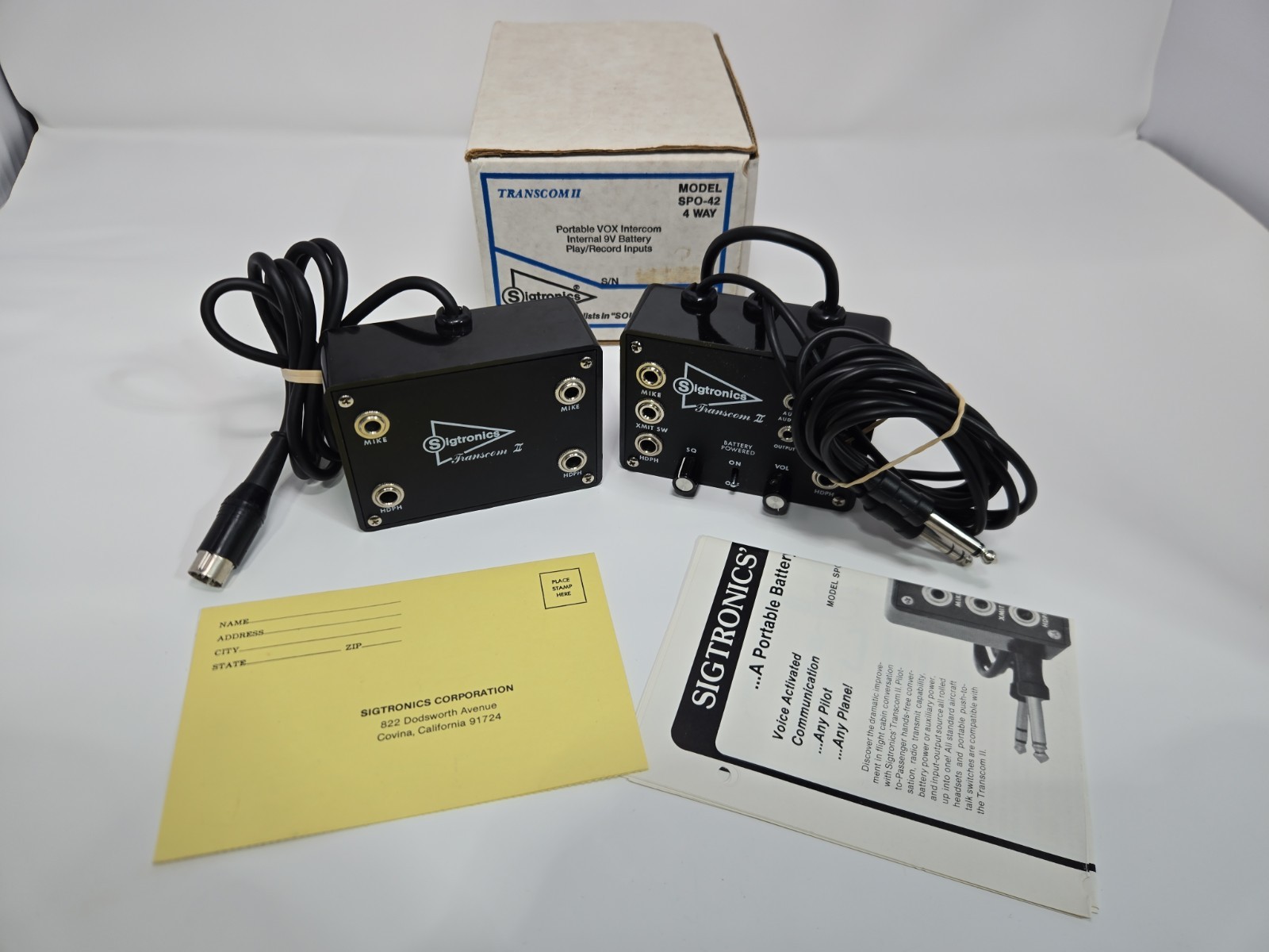 Sigtronics Transcom II Internal Battery Play/Record Inputs SPO-42 4-Way Intercom