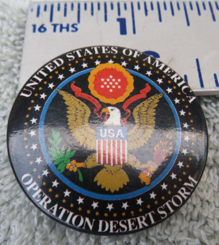 United States Of America Operation Desert Storm Button Pin VINTAGE 1991 RARE!