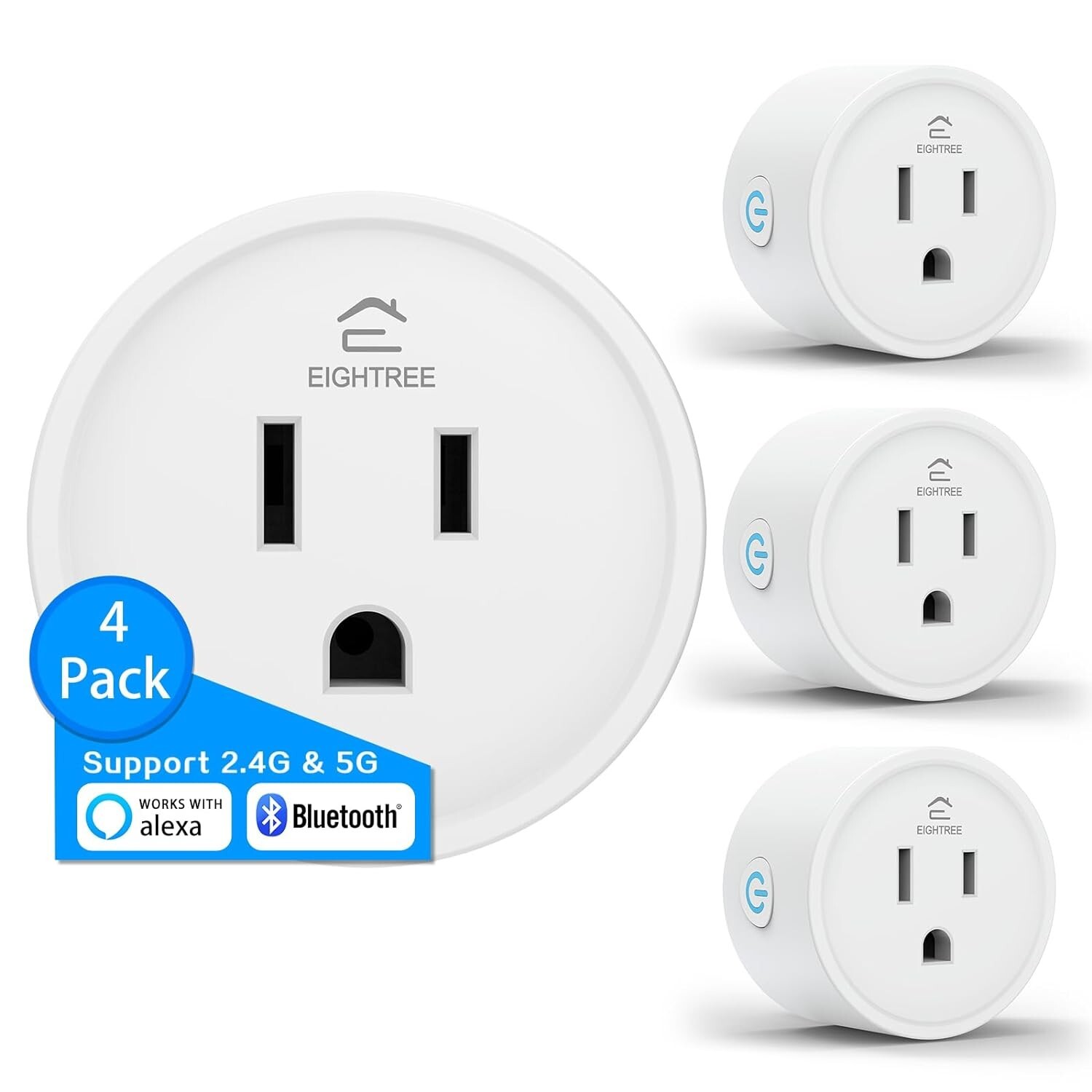 EIGHTREE Amazon Smart Plug Bluetooth Mesh, One Command Alexa Direct Connection