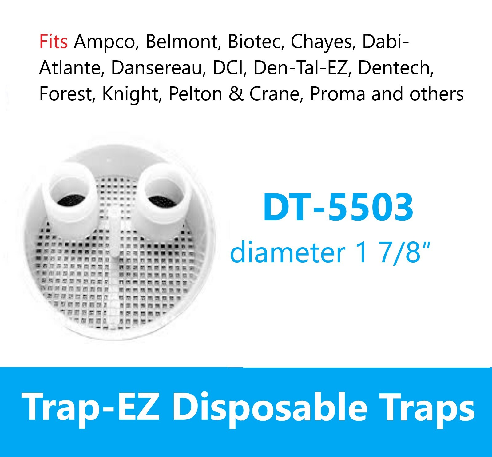 Disposable Evacuation Traps #6100C, Universal, 144/Box, Fits Most Cuspidor Bowls