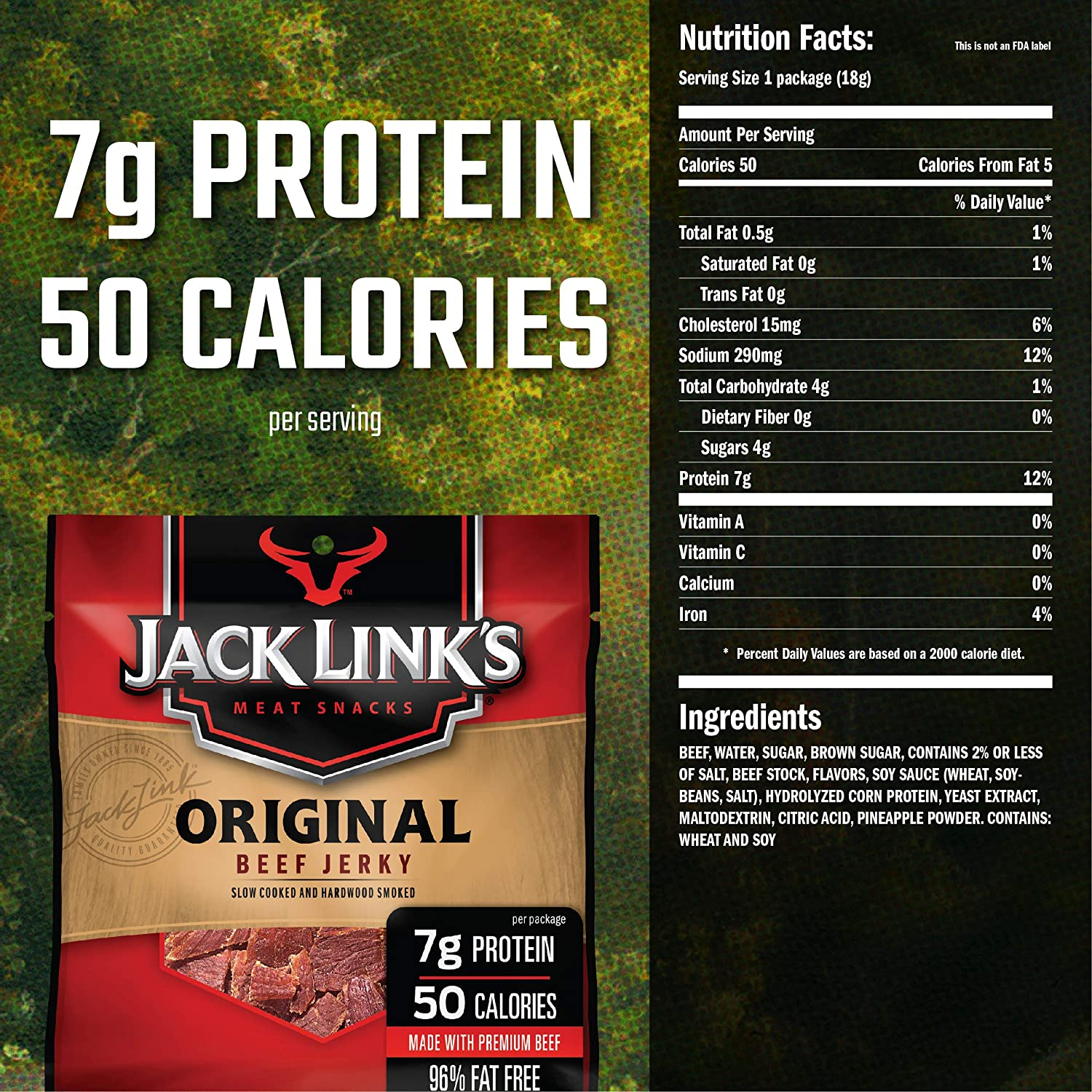 Jack Link'S Beef Jerky 5 Count Multipack, Original, 5, 0.625 Oz. Bags