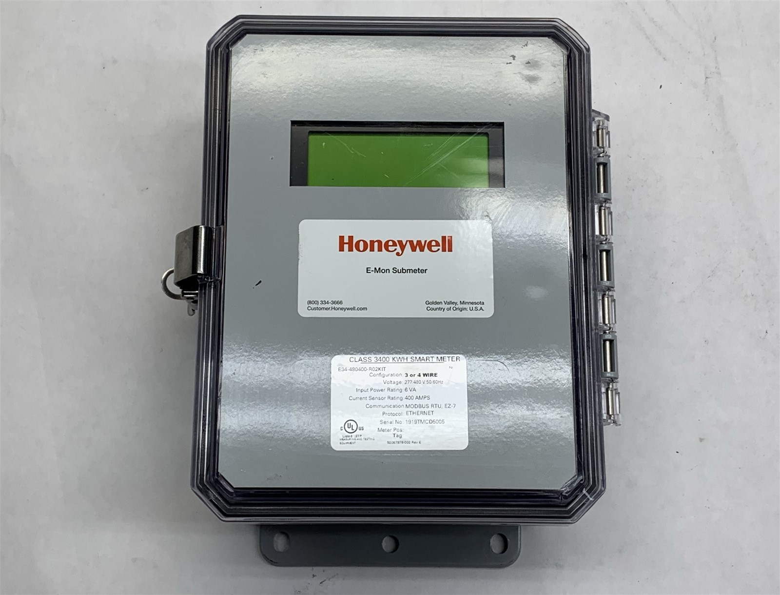 Honeywell E-Mon E34-480400-R-02-KIT Class 3400 kWh Meter Submeter 6VA 480V 400A