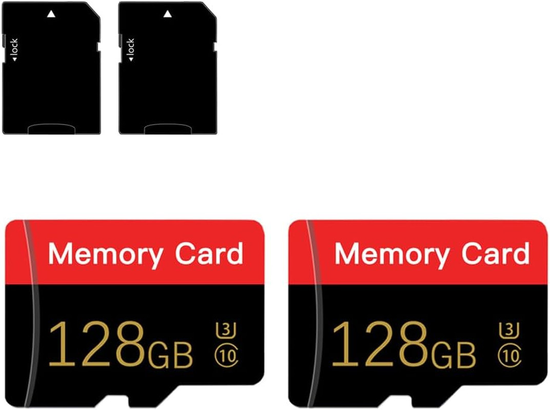 2 Pack Micro Memory Card 128 GB with Adapter, C10/UHS-I/A1 Transflash Card, TF C
