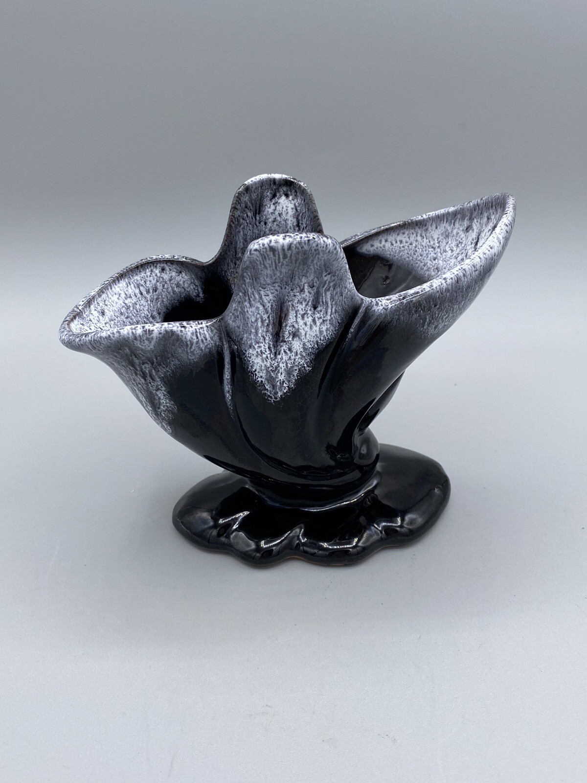 Unique White Drip Glaze Black Abstract Vase Planter Red Clay