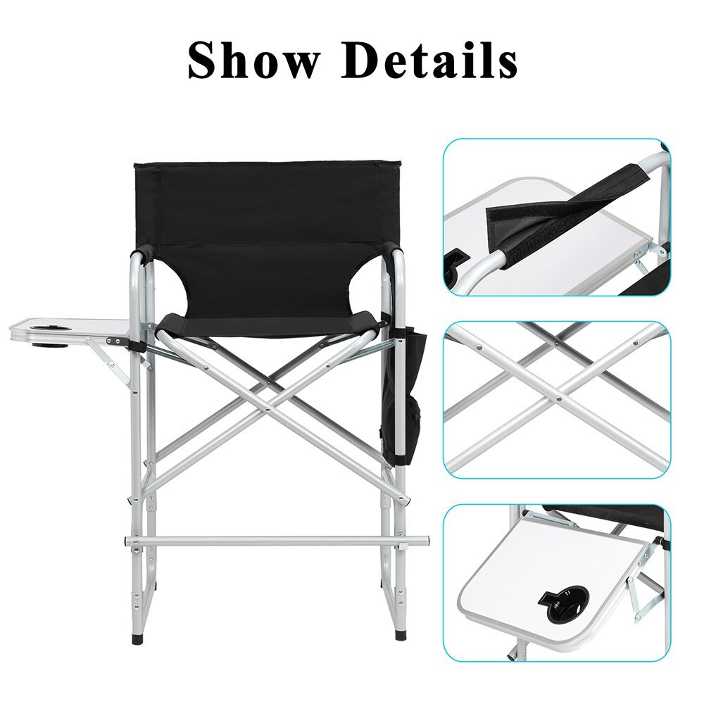 Tall Directors Chair Foldable 41" Camping Chair w/ Side Table for Camping Artist