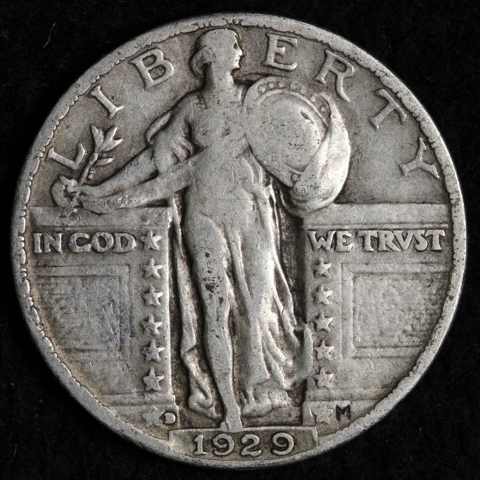 1929-D Standing Liberty Silver Quarter VF+ E323 TYU