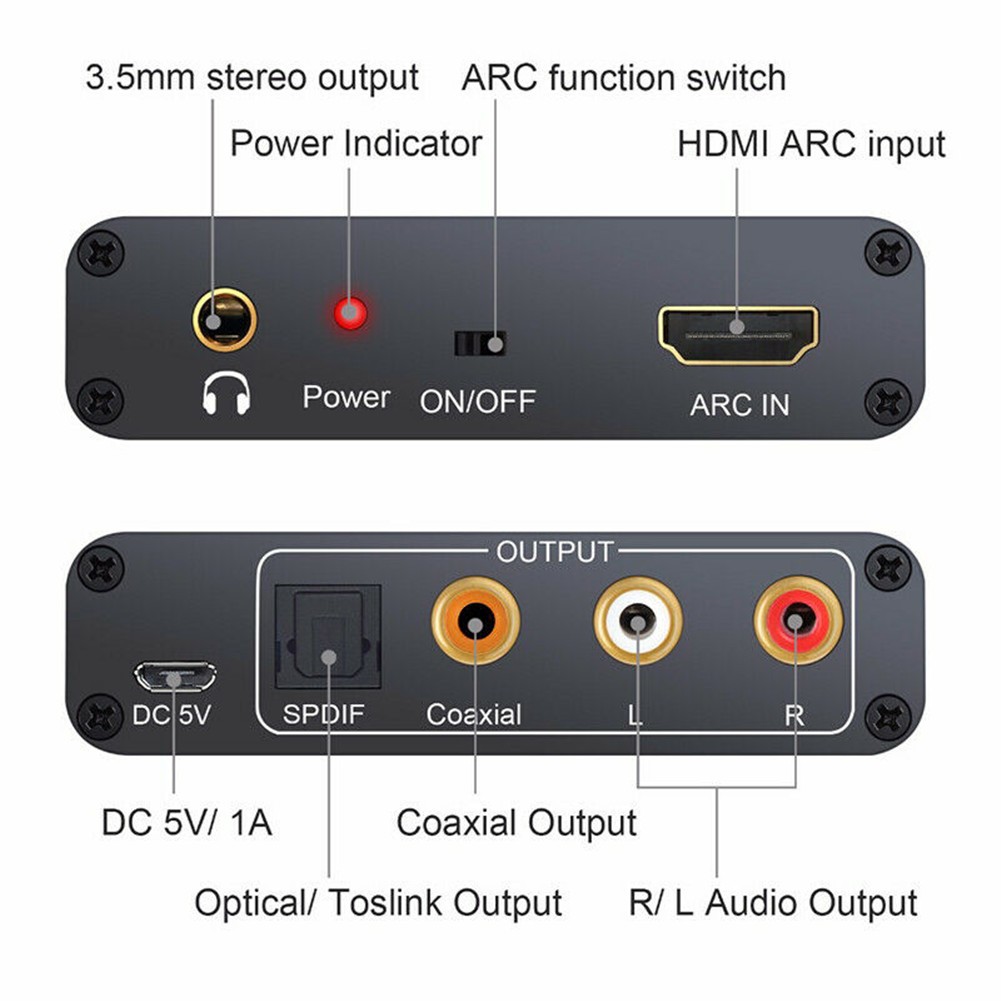 Micro USB HDMI-Compatible ARC Audio Power Adapter Support SPDIF/RCA/3.5mm Stereo