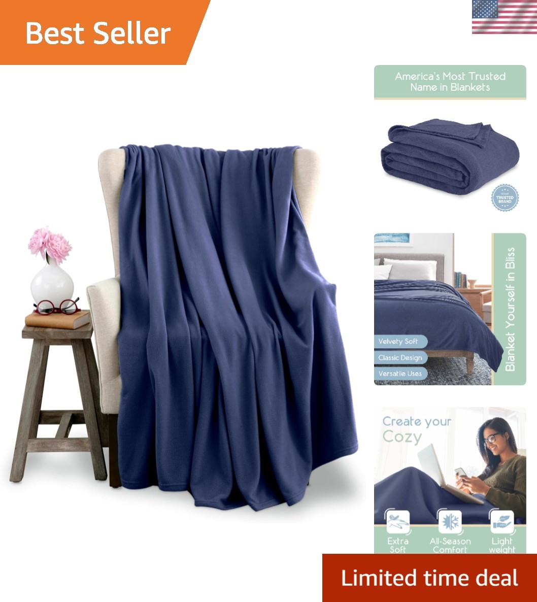 King Size Microfleece Blanket - All-Season Comfort, Supersoft Lightweight Thr...