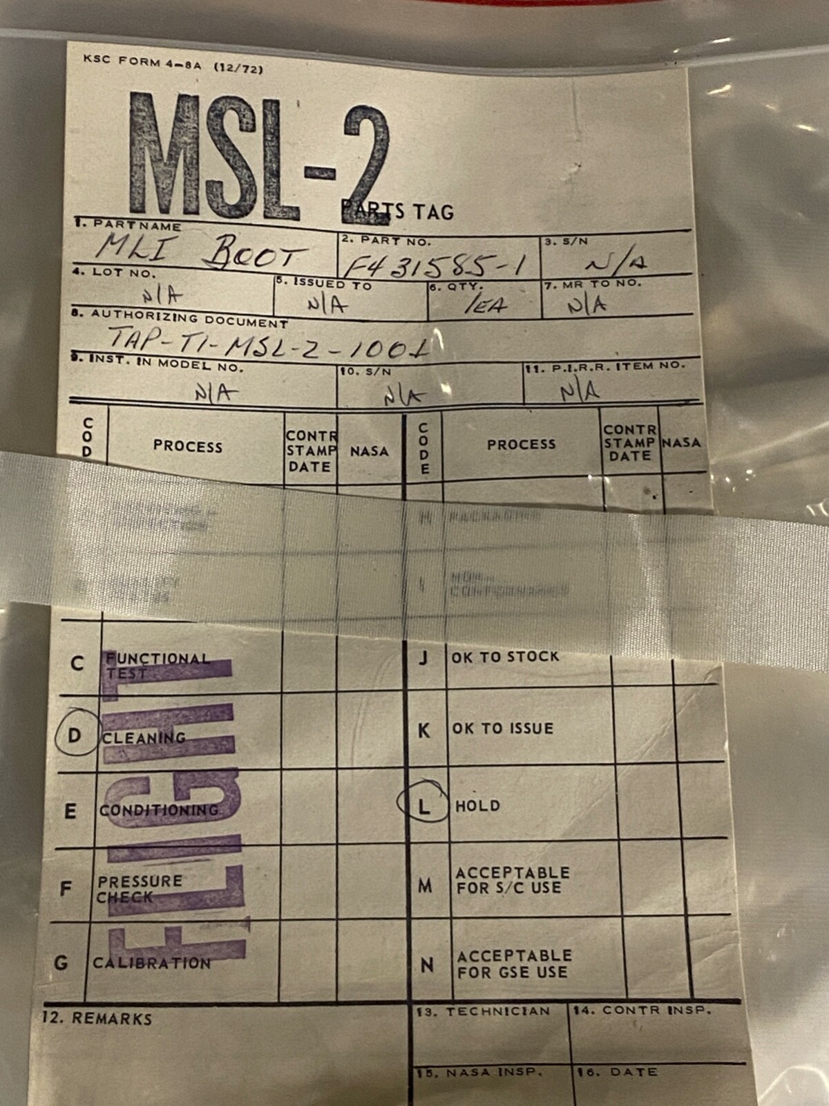 Large, NASA MLI Thermal Protective Blanket Assy