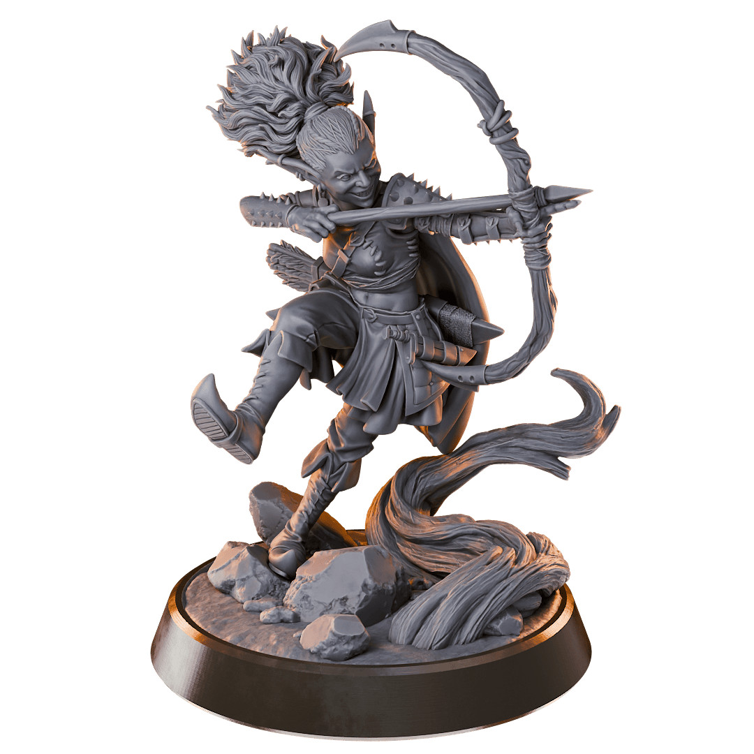 DnD Bibby Sureshot Half-Orc Archer Mini 28 and 32mm Scale TTRPG