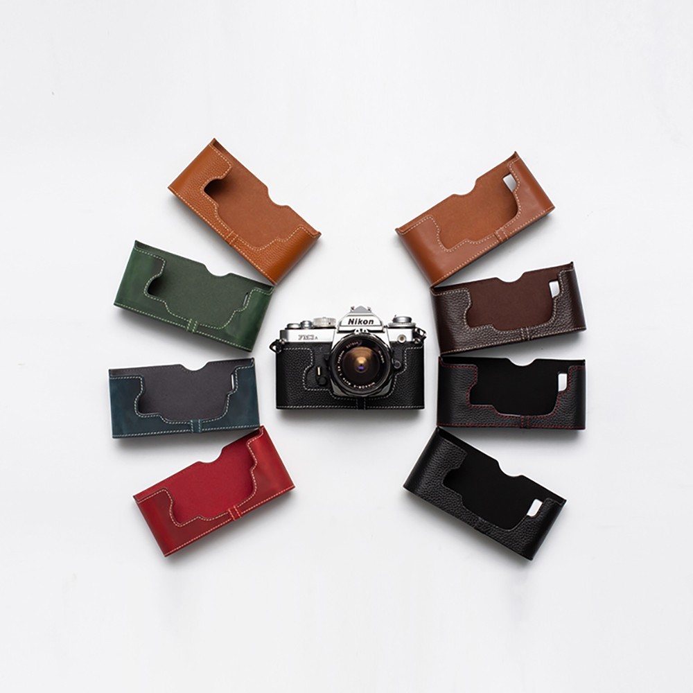 Handmade Genuine Real Leather Half Camera Case Bag Cover For Nikon FM3A