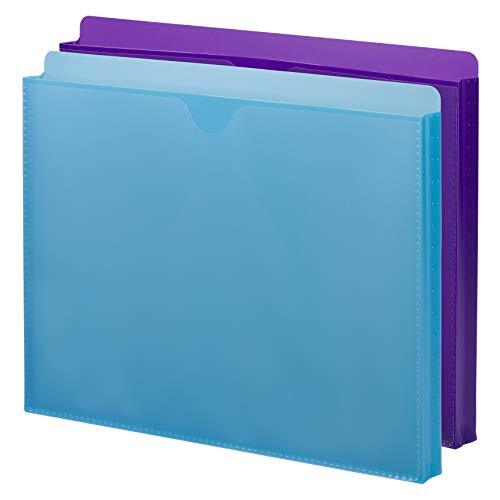 Poly File Jacket with Clear Sleeve, Straight-Cut Tab, 1" Expansion, 2 per Pack