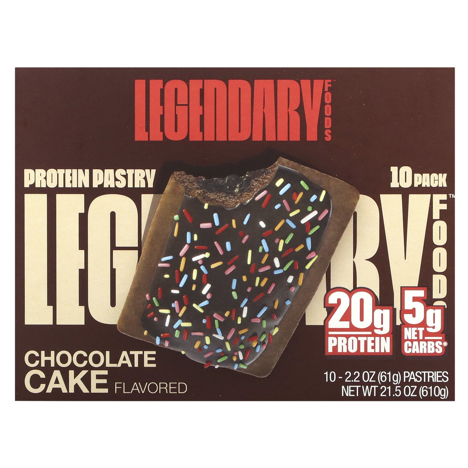 Protein Pastry, Chocolate Cake, 10 Pack, 2.2 oz (61 g) Each