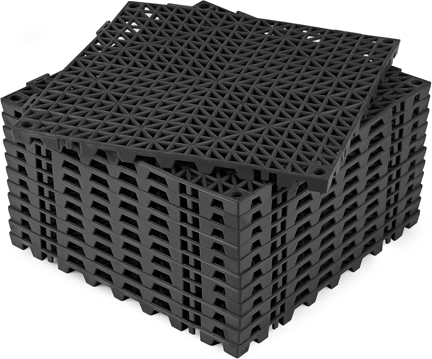 Modular Interlocking Cushion 12P 11.8" x 11.8" Interlocking Rubber Floor Drai...