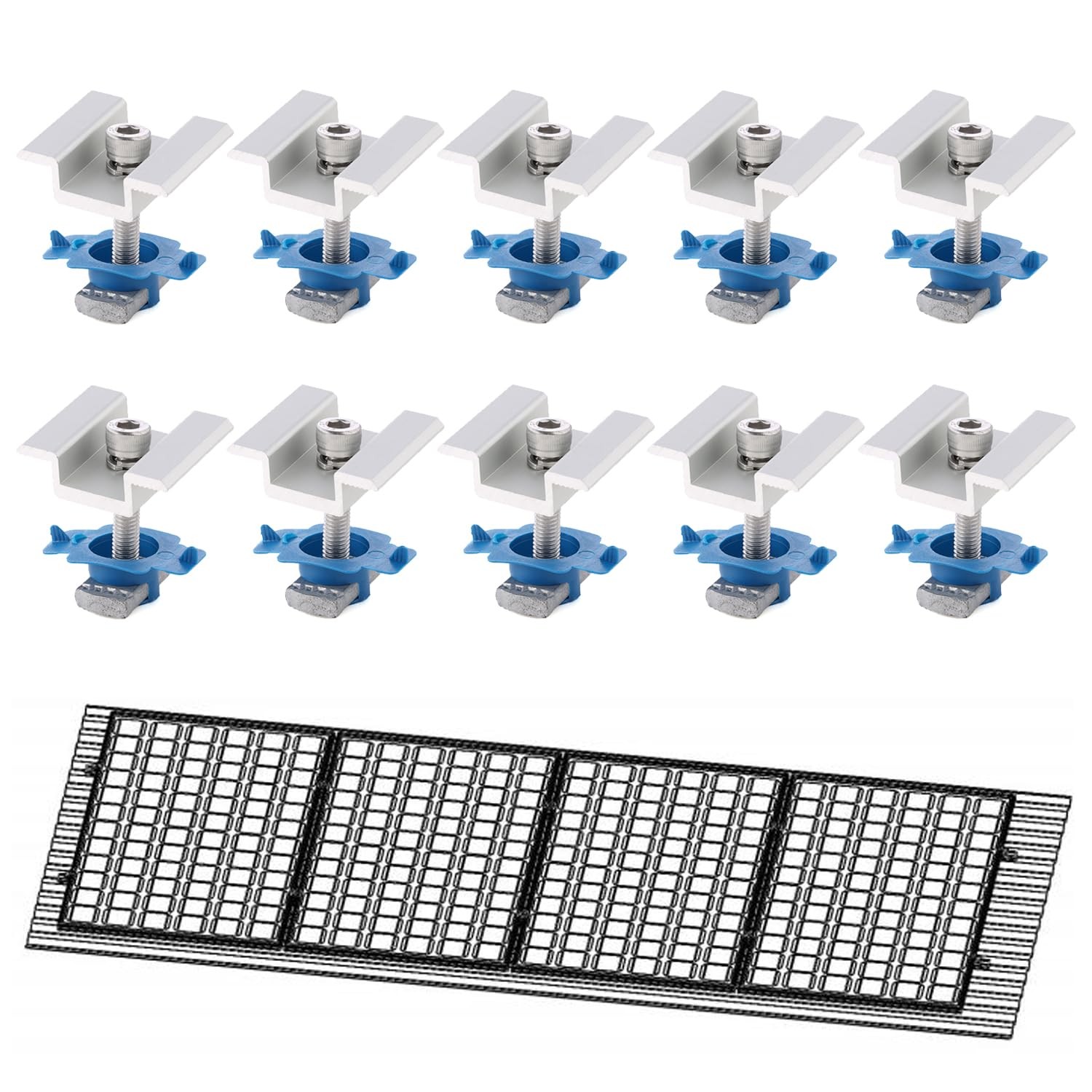 10pcs Mid Clamp for Unistrut Solar Panel Mount, Silver