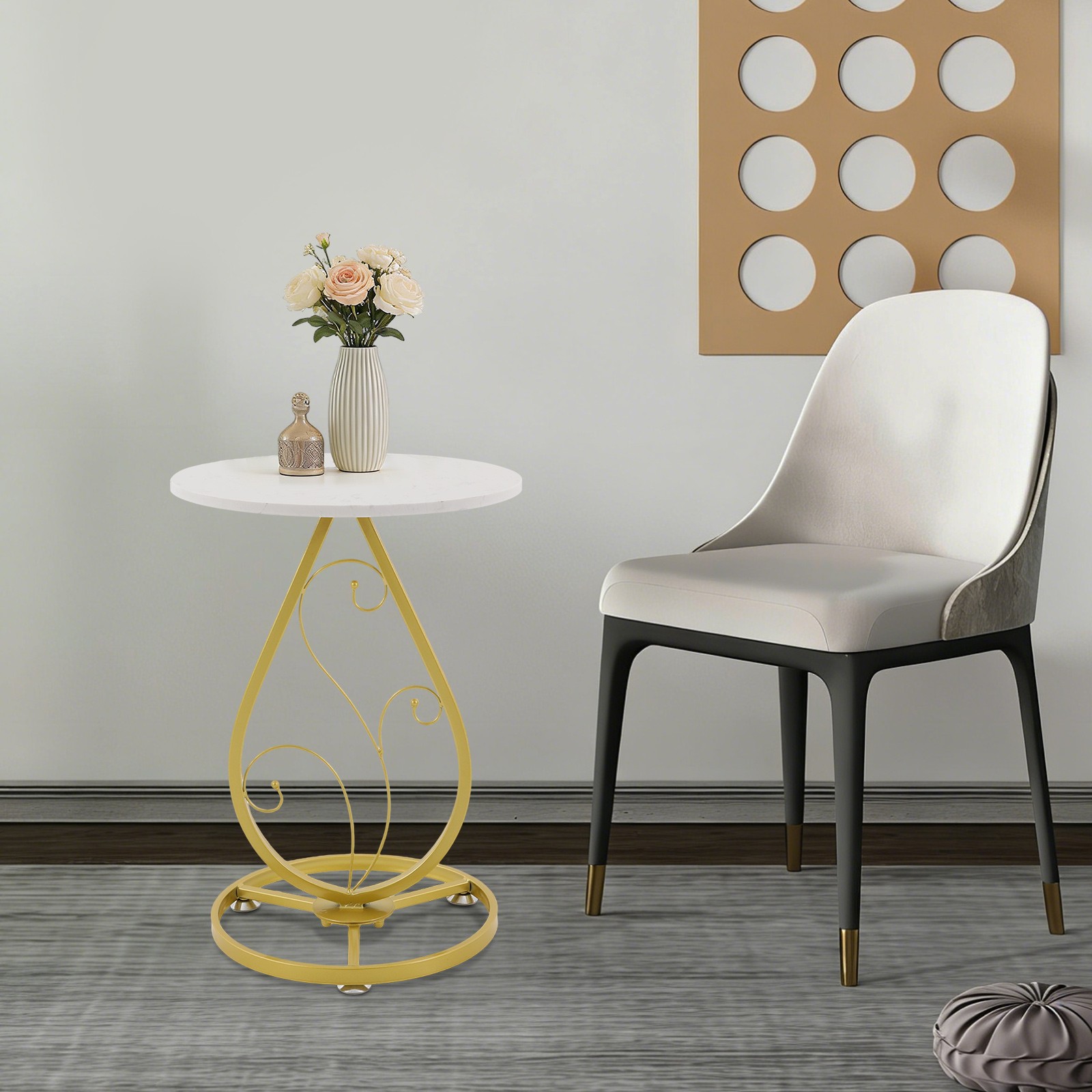 Round Side Table, Modern Decor Bedside Table, Coffee Table for Living Room