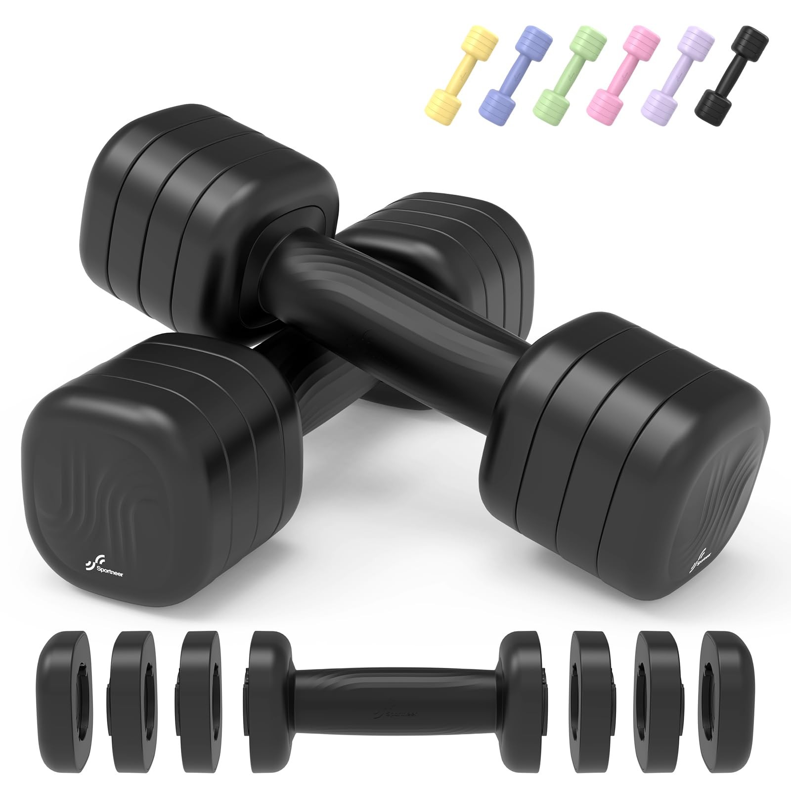 Adjustable Dumbbell Set 4in1 Hand Weights 25 Lbs Each For Home Gym