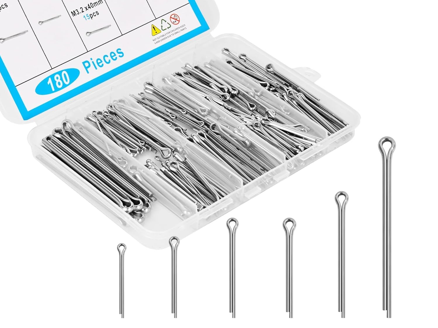 Cotter Pin Assortment 304 Stainless 180 Pcs New