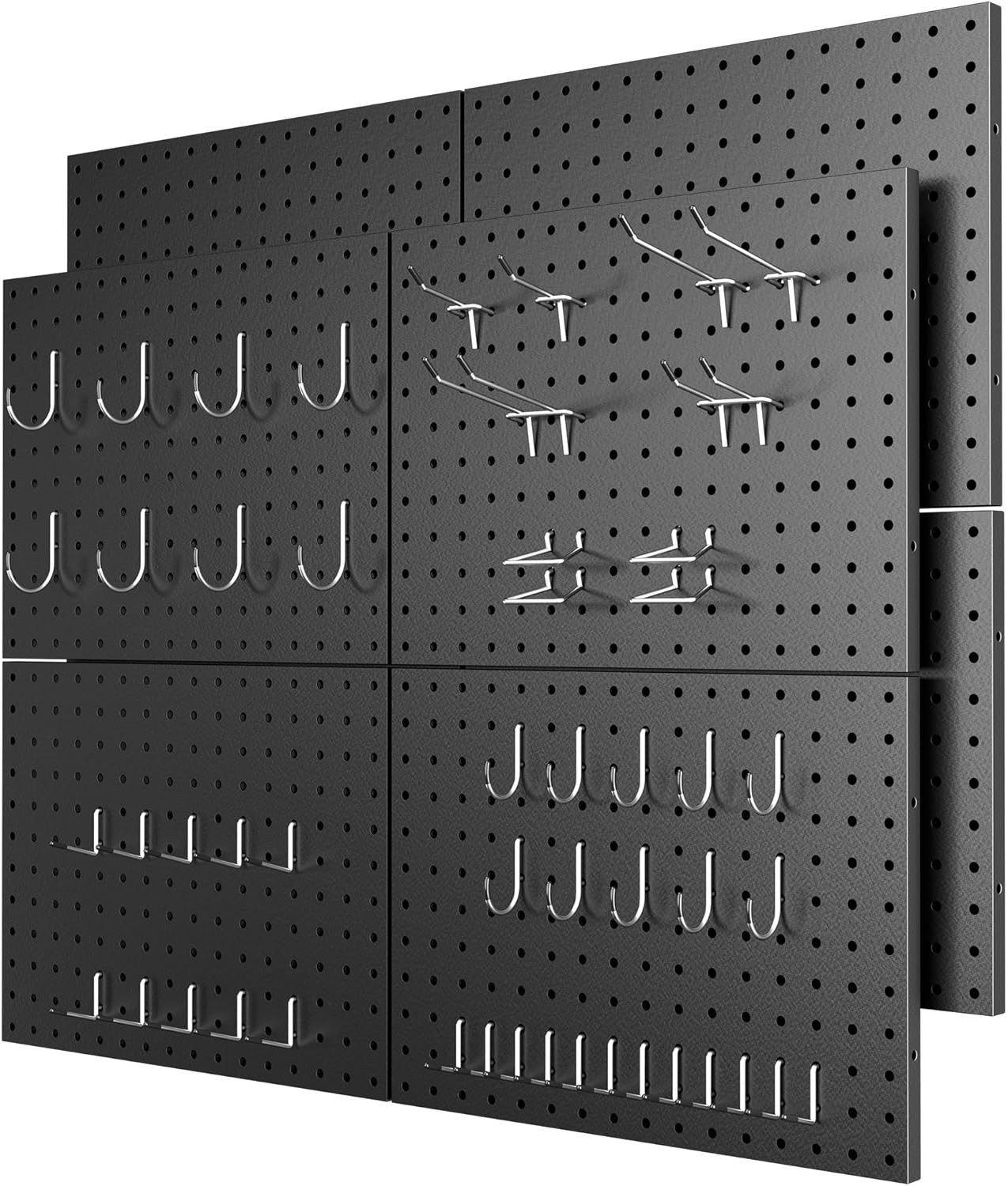 Peg Board 8 Pack Metal Pegboard Panels with 50 Hooks, Heavy Duty Pegboard Wall O