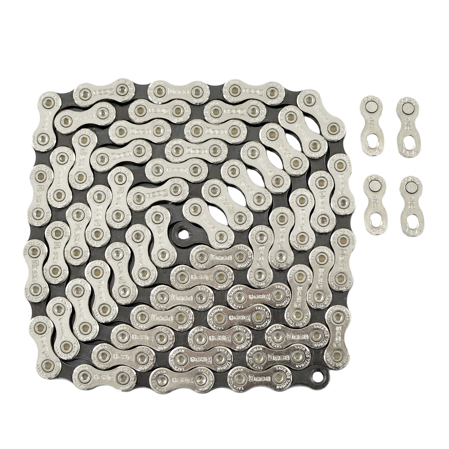 TAYA DECA-101 10 Speed Chain 120 Link w/ Connector Link , Silver / Black