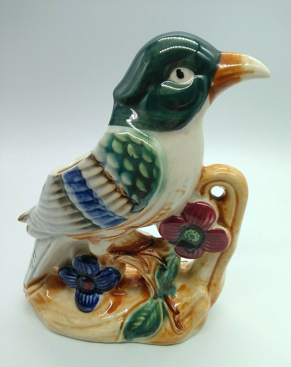 Vintage Japan Bird Planter Hand Painted Florart China Bird Figurine 