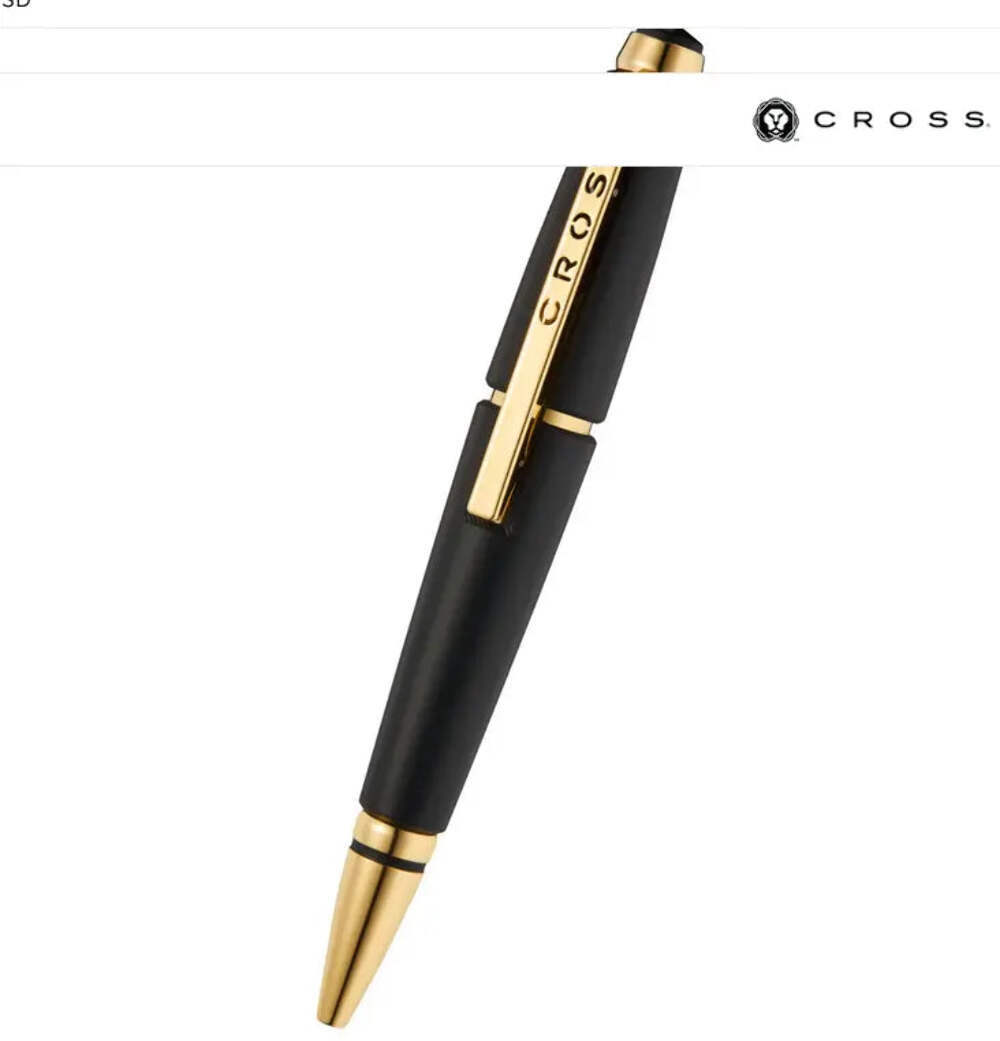 Cross Edge Matte Black Lacquer with Gold PVD Appointments Rollerball Pen