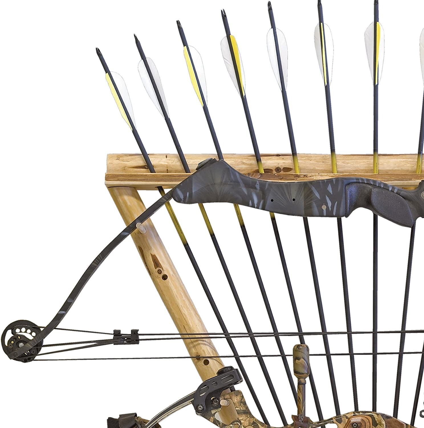 Compound Bow Rack Arrow Wall Mounting Storage Holder Rustic Look Cabin Display
