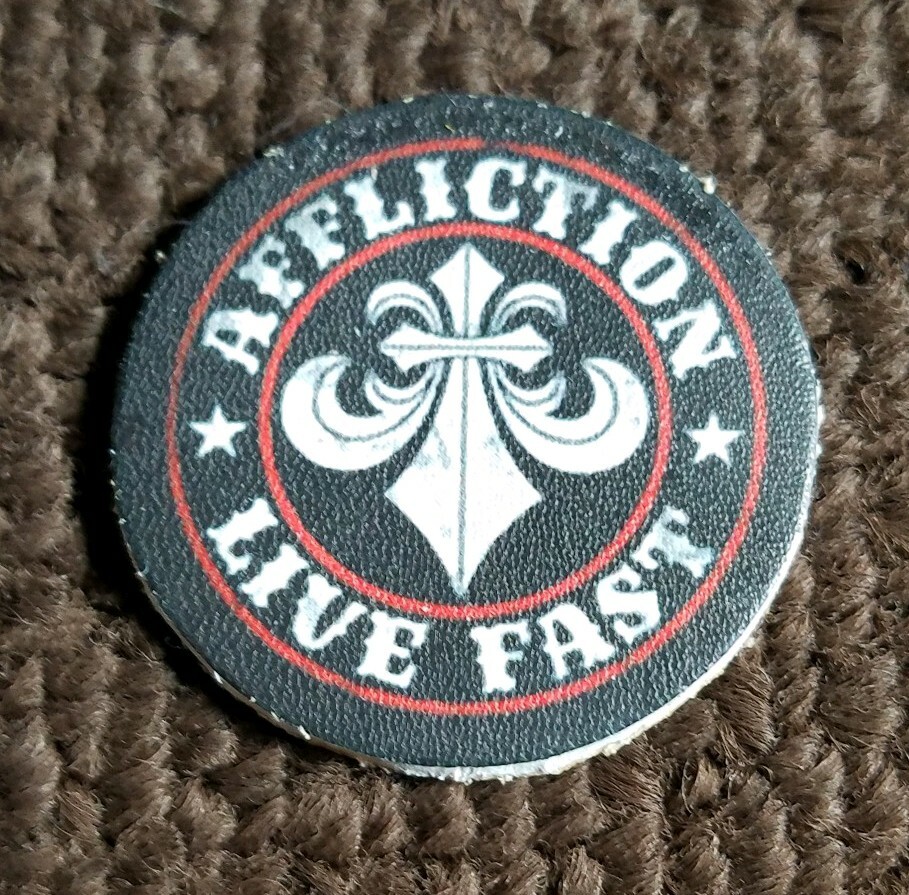 Mini LEATHER AFFLICTION LIVE FAST Motorcycle Patch Sticky Backing 100% Leather