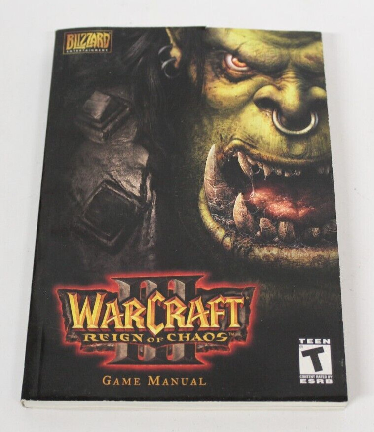 Warcraft III 3: Reign of Chaos Game Manual Book Vintage Blizzard 2002 165 pages