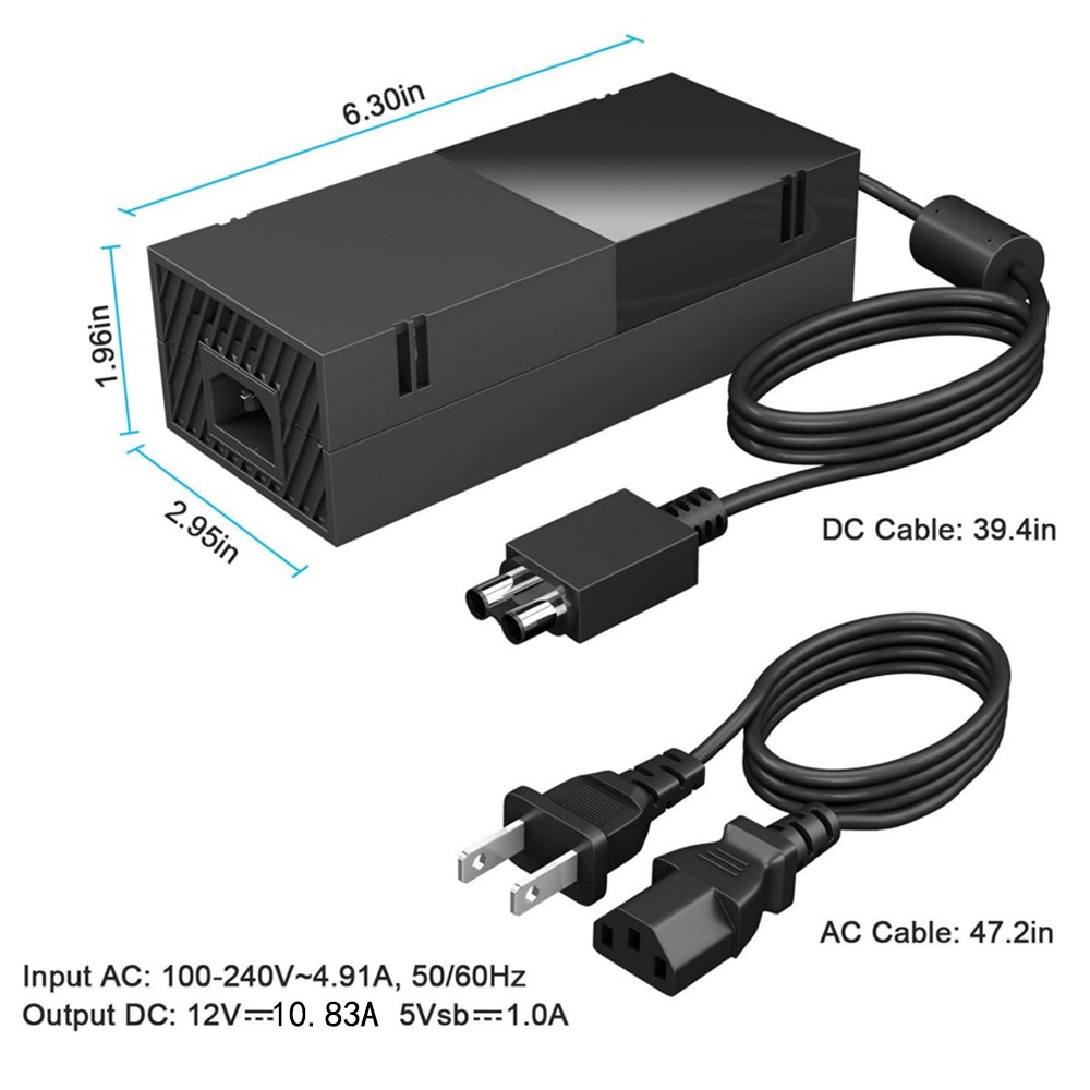 Xbox One 500GB Power Adapter Global Voltage Safe Quiet LED Indicator US Cable