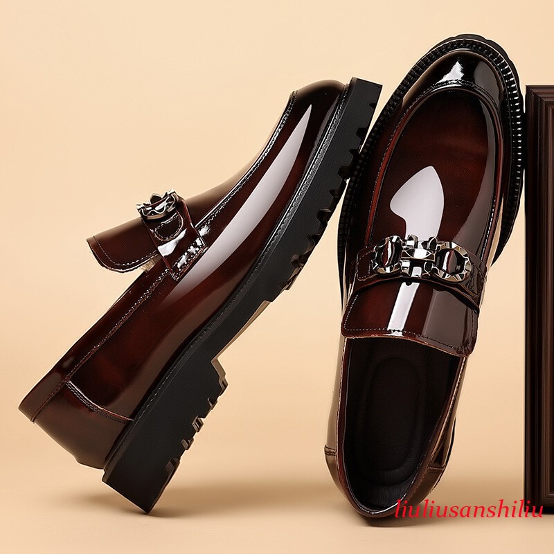 British Style Mens Slip on Loafers Patent Leather Evening Party Dress Shoes Size