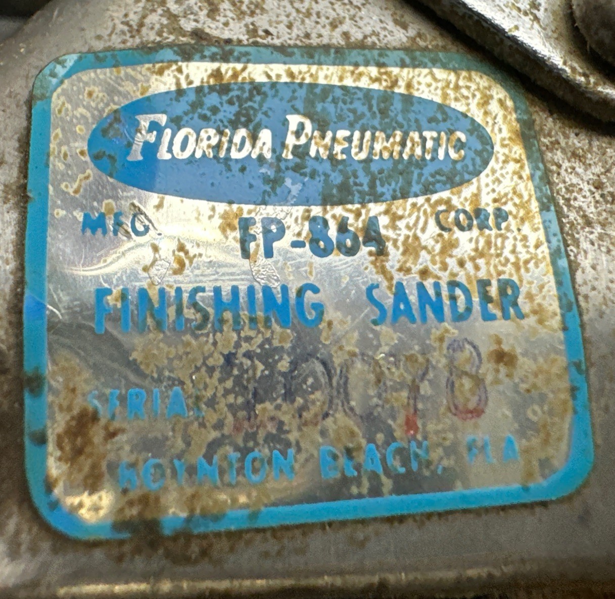 Florida Pneumatic FP-864 Finishing Sander Working
