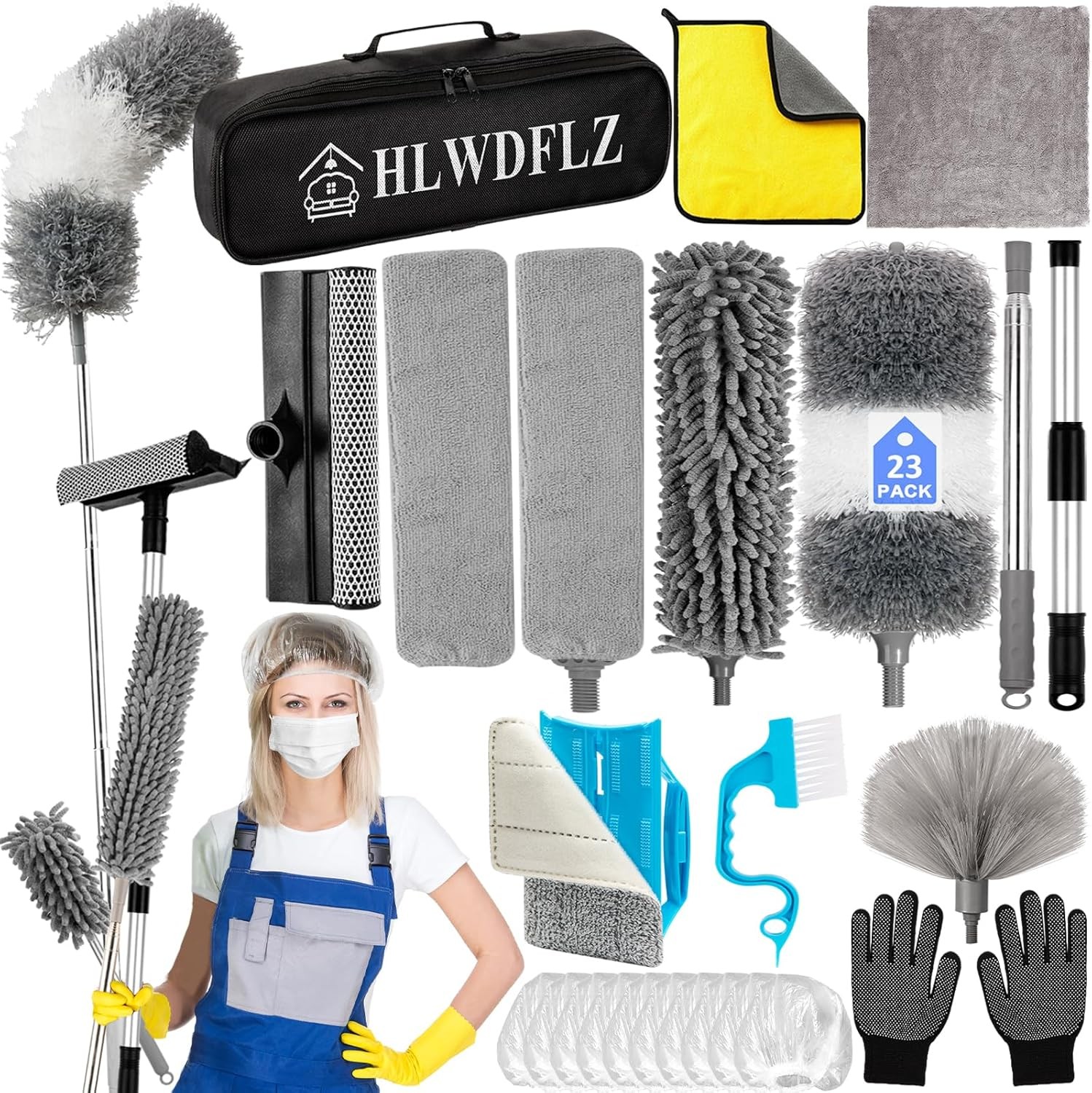 Microfiber Duster Kit to 100 Inches Extens Pole and Extendable Window