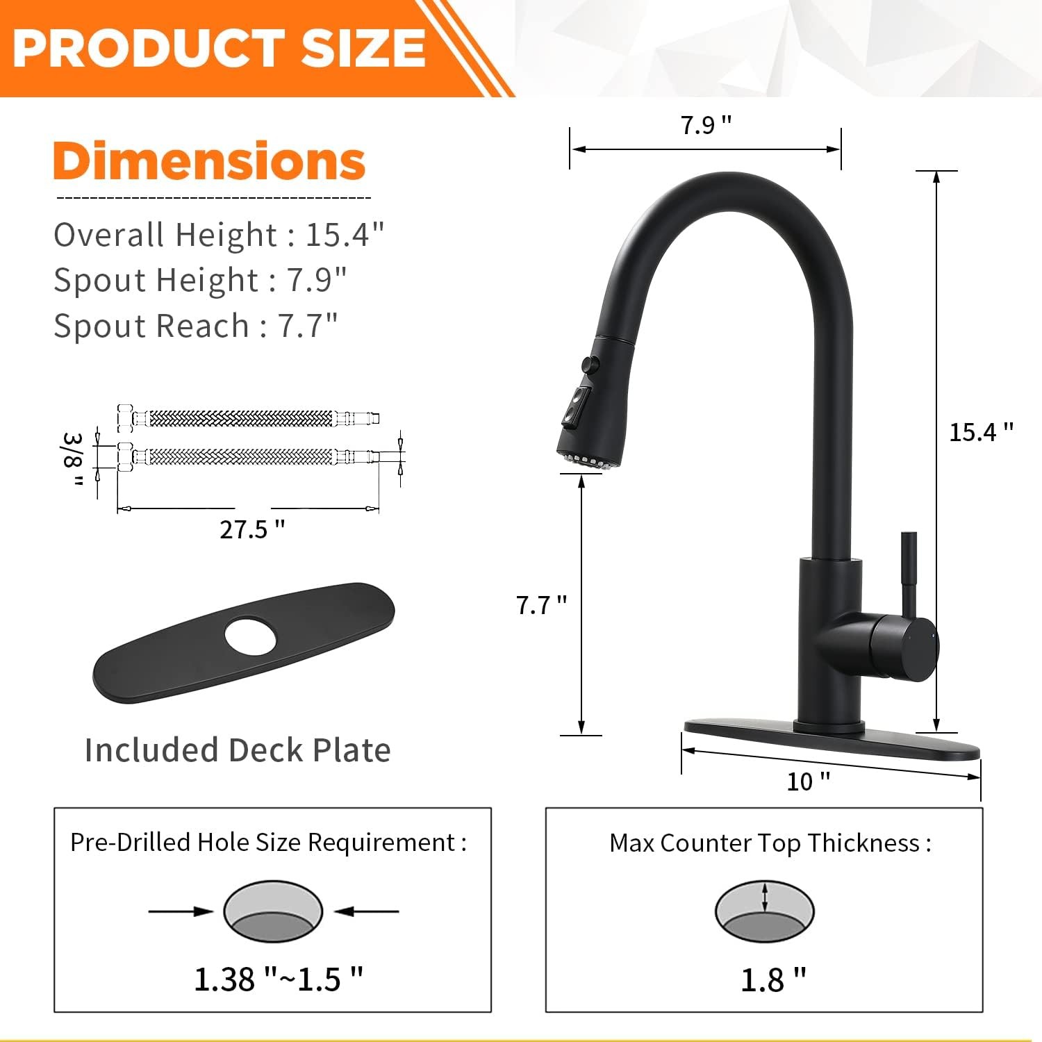 Black Kitchen Faucets with Pull Down Sprayer Kitchen Sink Faucet with Pull