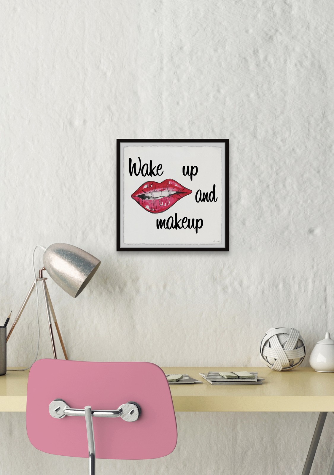 Marmont Hill Wake Up and Makeup Framed Painting Print 12x12