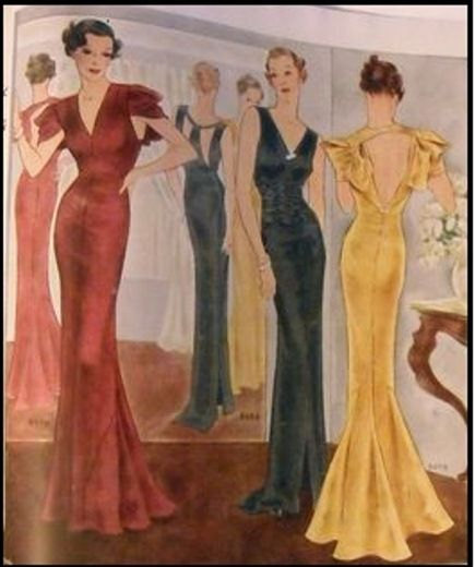 1939 Vintage Sewing Pattern B36 EVENING DRESS (R955R)