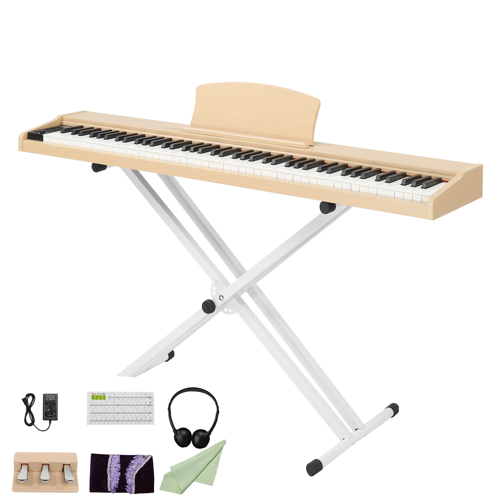 88 Key Full Size Semi Weighted Standard Keyboard Wooden Digital Piano Stand