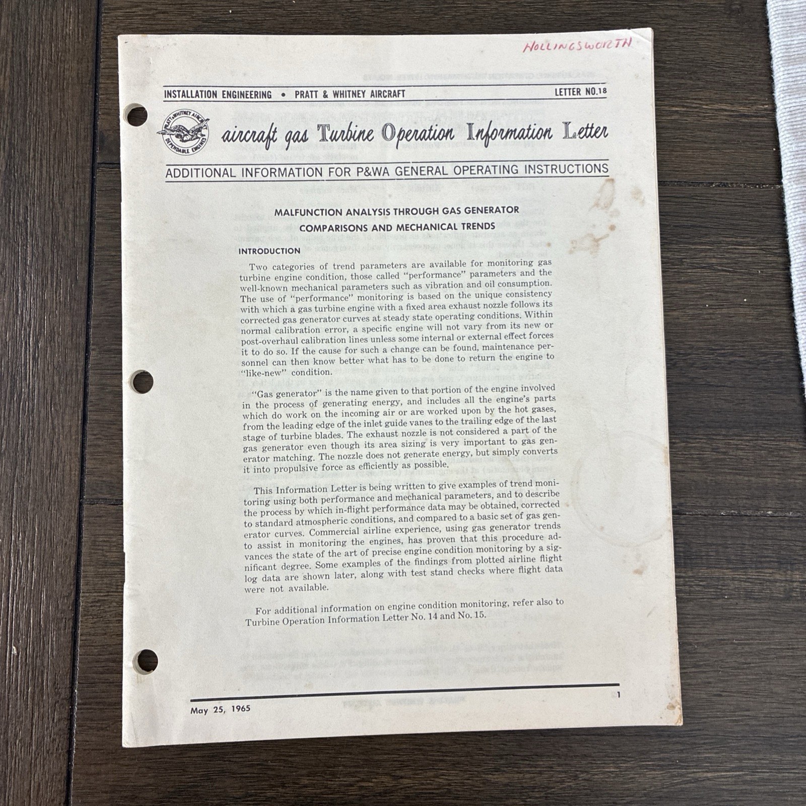 1965 Pratt & Whitney Aircraft Gas Turbine Information Letter (46 Pages)