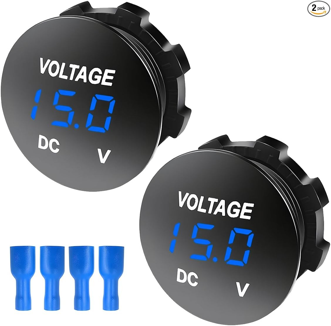 2PCS DC 12-24 V Voltmeter Gauge, Mini Digital Display L Color: BlueSize: 2 PCS