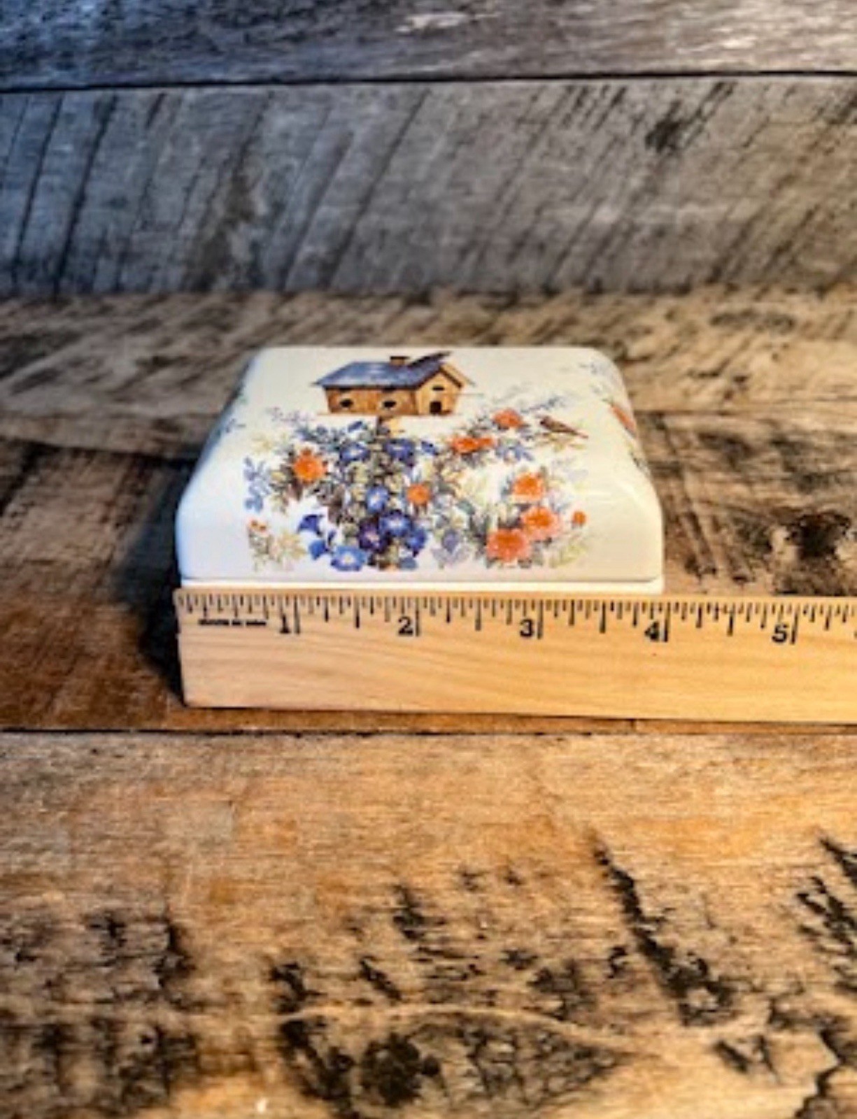 Vtg Day Spring Ceramic Trinket Box