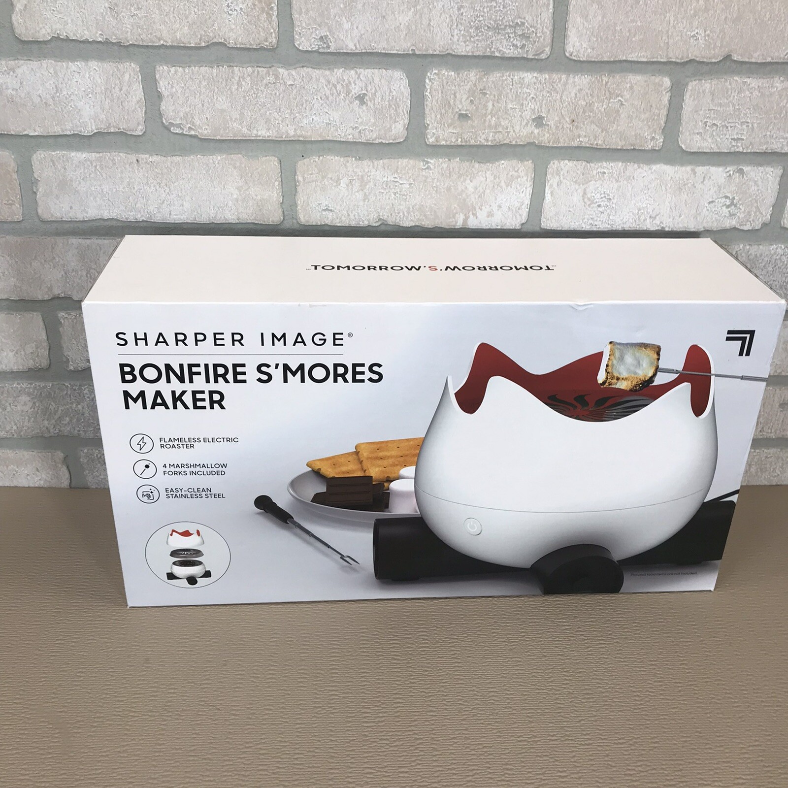 Sharper Image Flameless Marshmallow Bonfire S'mores Maker 4 Forks Easy Clean