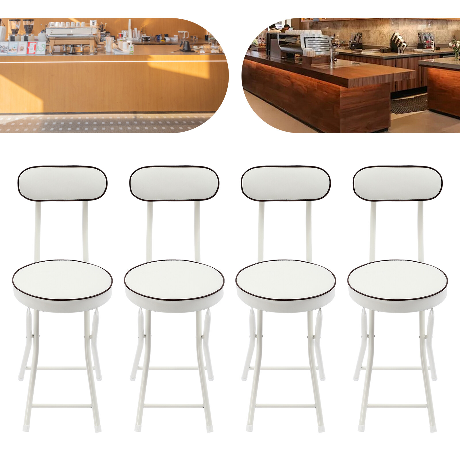 4pcs Upholstered Counter Stool Bar Stool Portable Folding Kitchen Dining Chair��