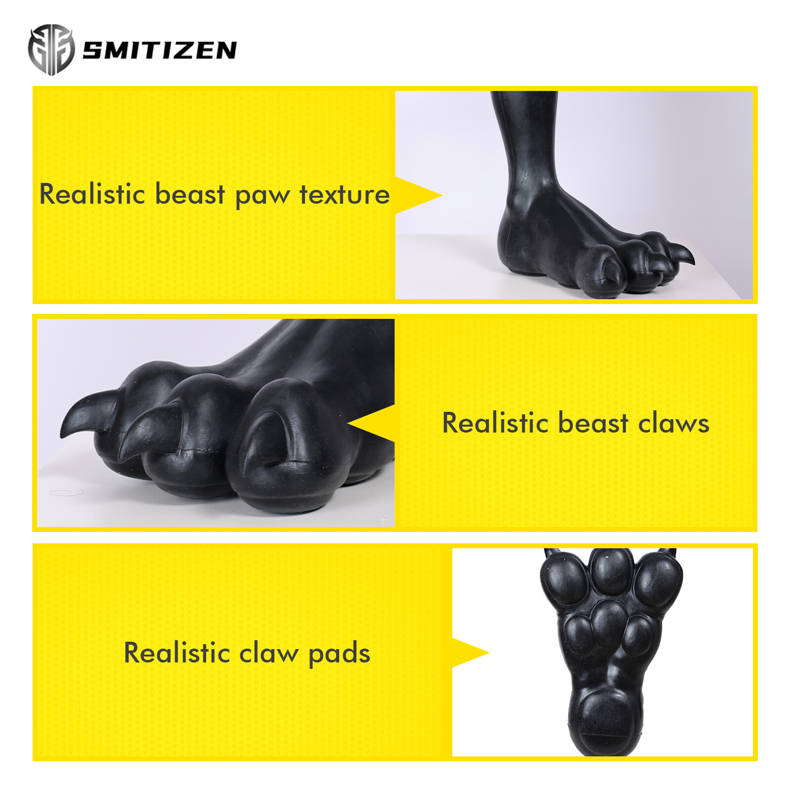 Smitizen Black Silicone Dragon Three-toed Beast Paws Costume for Halloween Cos