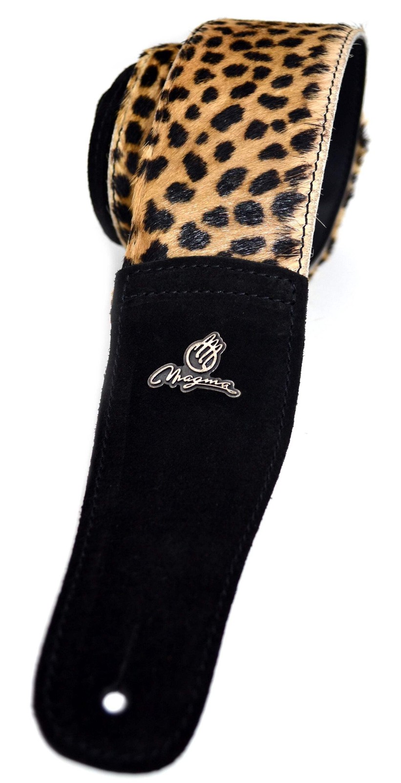 Magma Leathers 2.52" Delux Argentinean WHITE CHEETA Chamois Leather Guitar Strap
